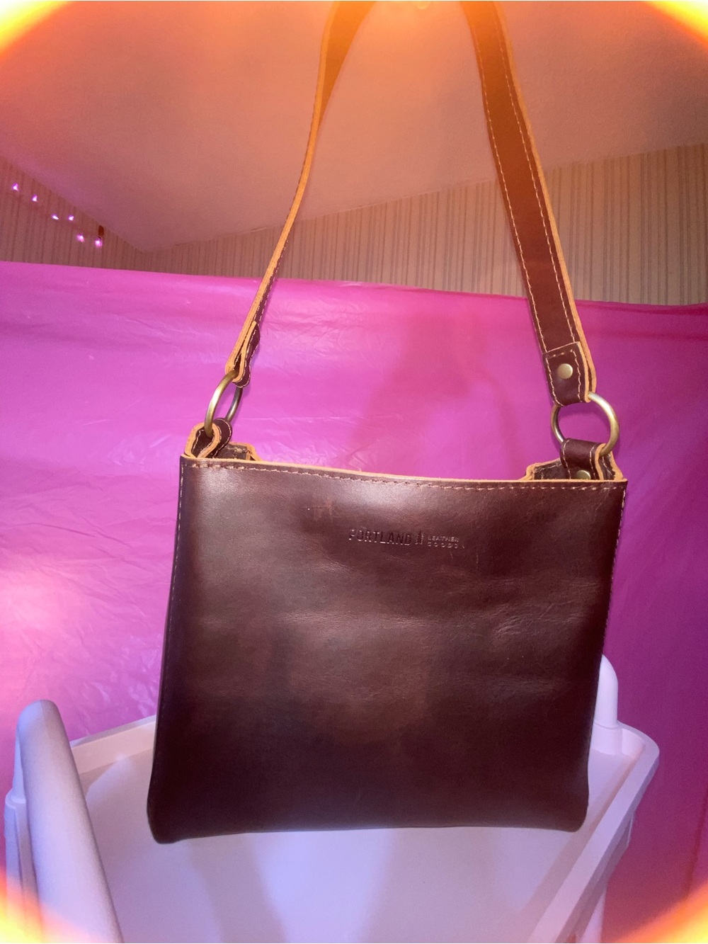 Portland Leather Goods Brown Leather Tote Shoulder Bag Handmade